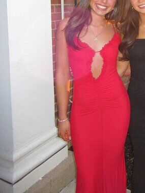 Princess Polly Capisce Cutout Mesh Maxi Dress Red Size 2